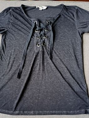 Cloud Chaser Sheer Lace Up Tee